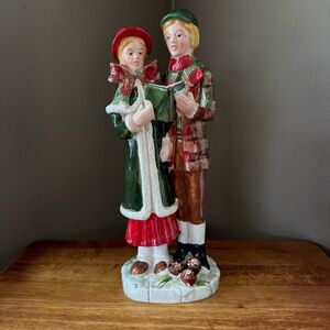 Vintage Christmas Streets Collection Village Figurine 13.5” Porcelain Carolers